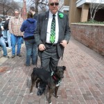 Bill McCarthy and Manxie, who went Irish for the day.