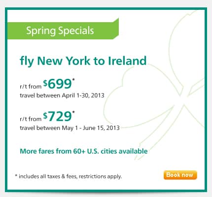 Special fares to Ireland
